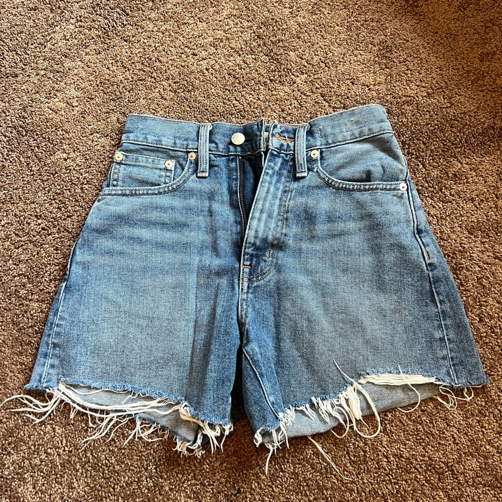 Madewell Blue Jean Shorts with Frayed Hem